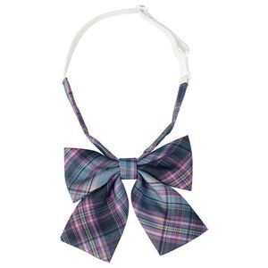 Plaid Pre-tied Bow Tie Adjustable Neck Strap Colorful Bowties Dark Blue Lilac